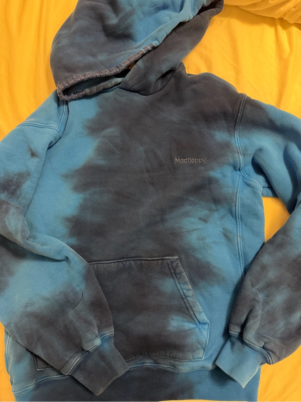 Madhappy Men's Blue Black Tie-Dye Crewneck Hoodie